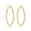 925 Sterling Silver Fine Line Football Shaped Diamond Hoop Earring - Image 3