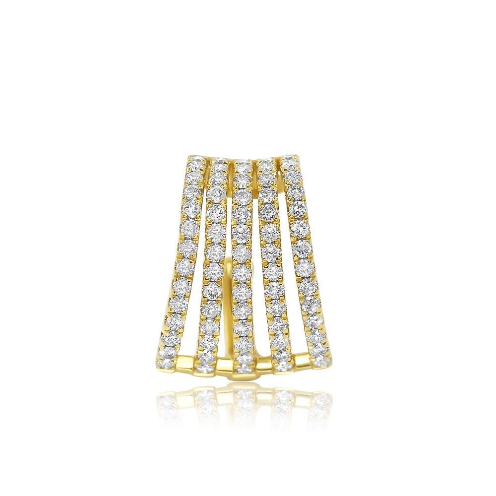 925 Sterling Silver Five Cage Diamond Cuff Earring