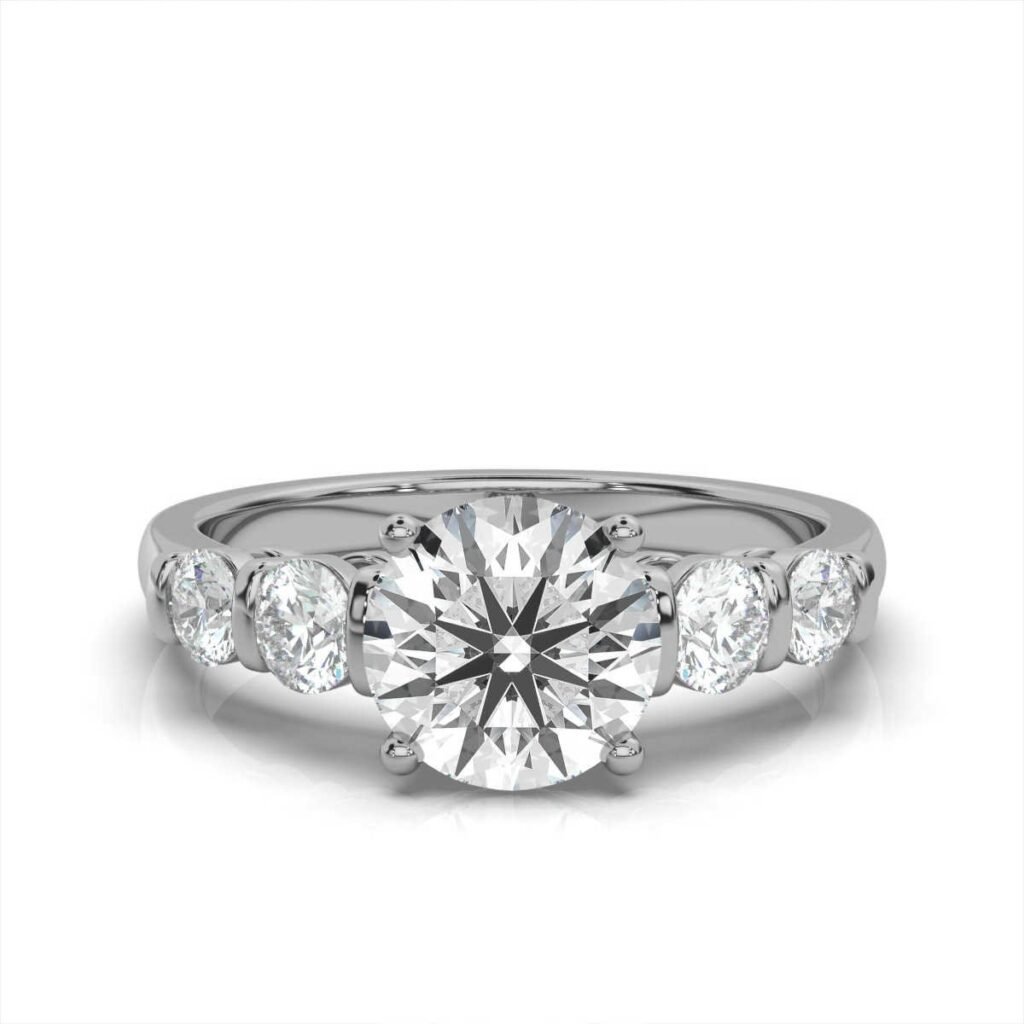 925 Sterling Silver Five Stone Diamond Engagement Ring
