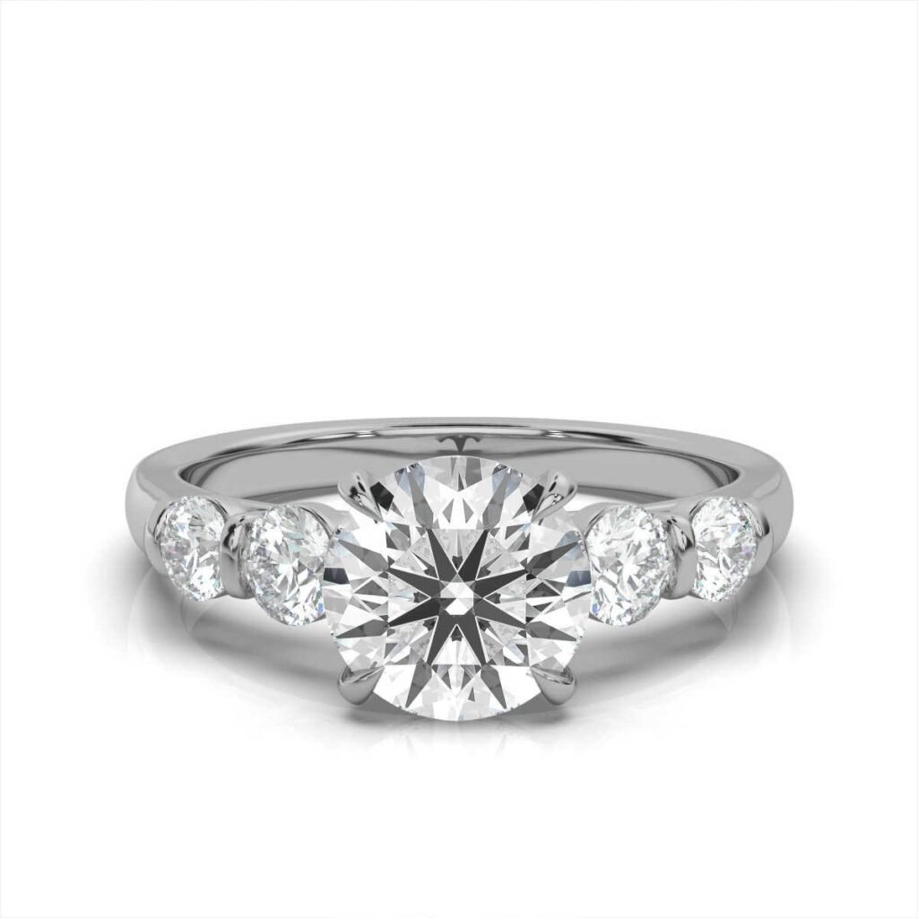 925 Sterling Silver Five Stone Diamond Ring