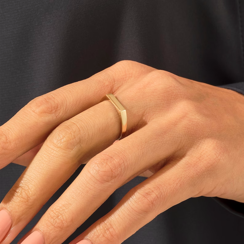925 Sterling Silver Flat Band Ring | Delicate Pinky Ring for Women