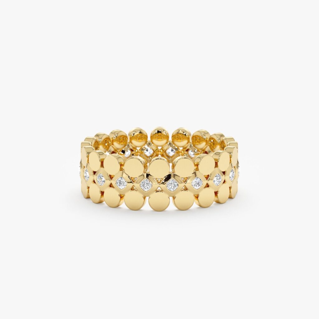 925 Sterling Silver Flat Bead Diamond Eternity Ring