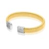 925 Sterling Silver Flexible Pave Diamond Square Ends Bangle - Image 3