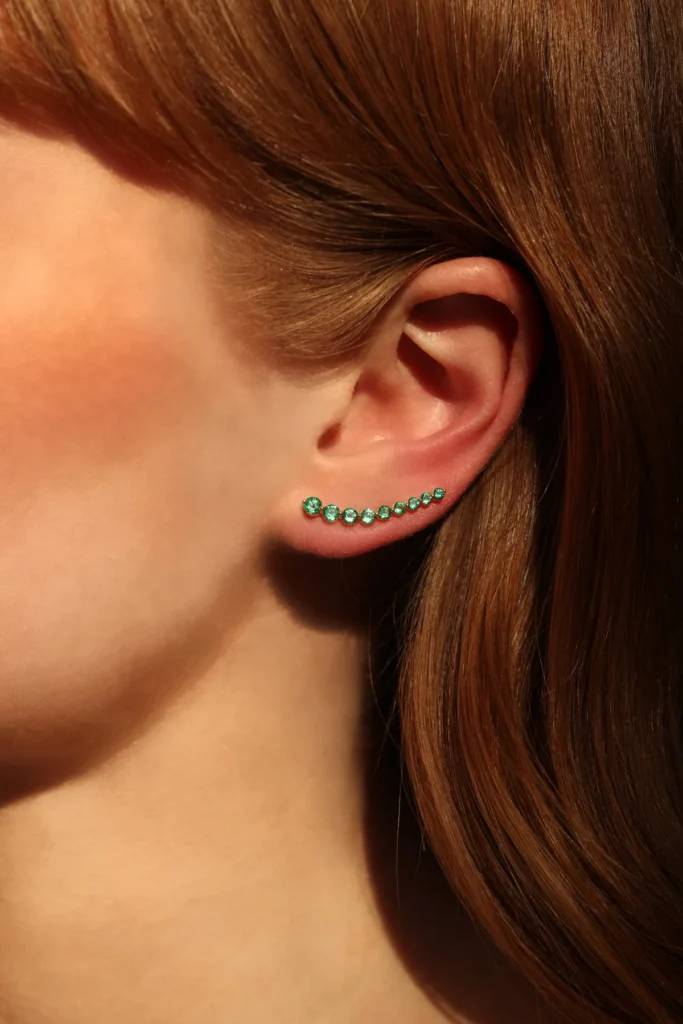 925 Sterling Silver Floating Emerald Earring