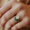 Gold-plated sterling silver band with prong-set emerald stones