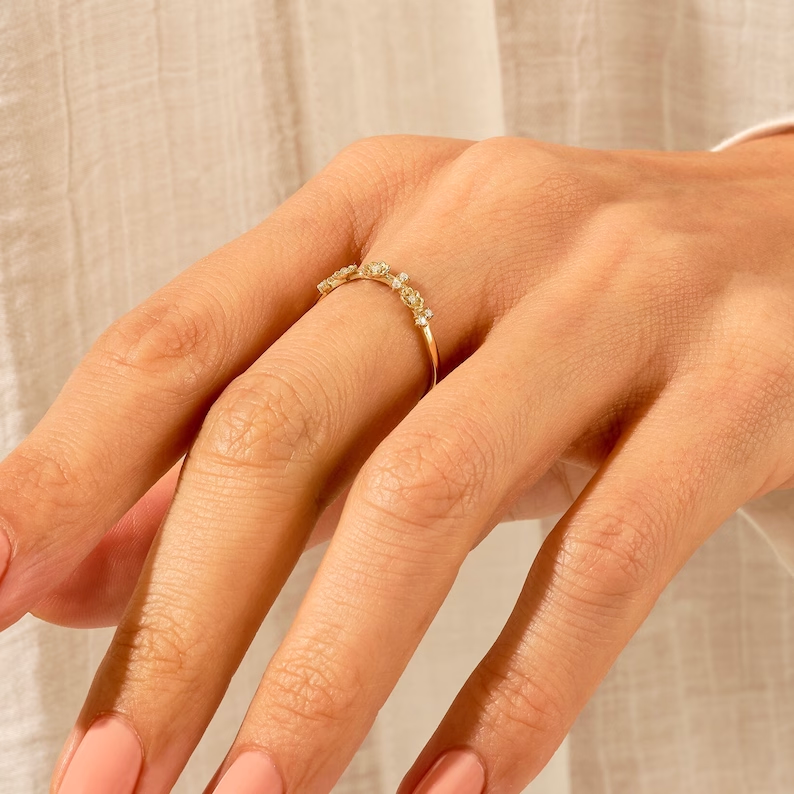 925 Sterling Silver Floral Daisy Wedding Ring