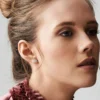 Stylish sterling silver stud earrings with bright floral-inspired detailing