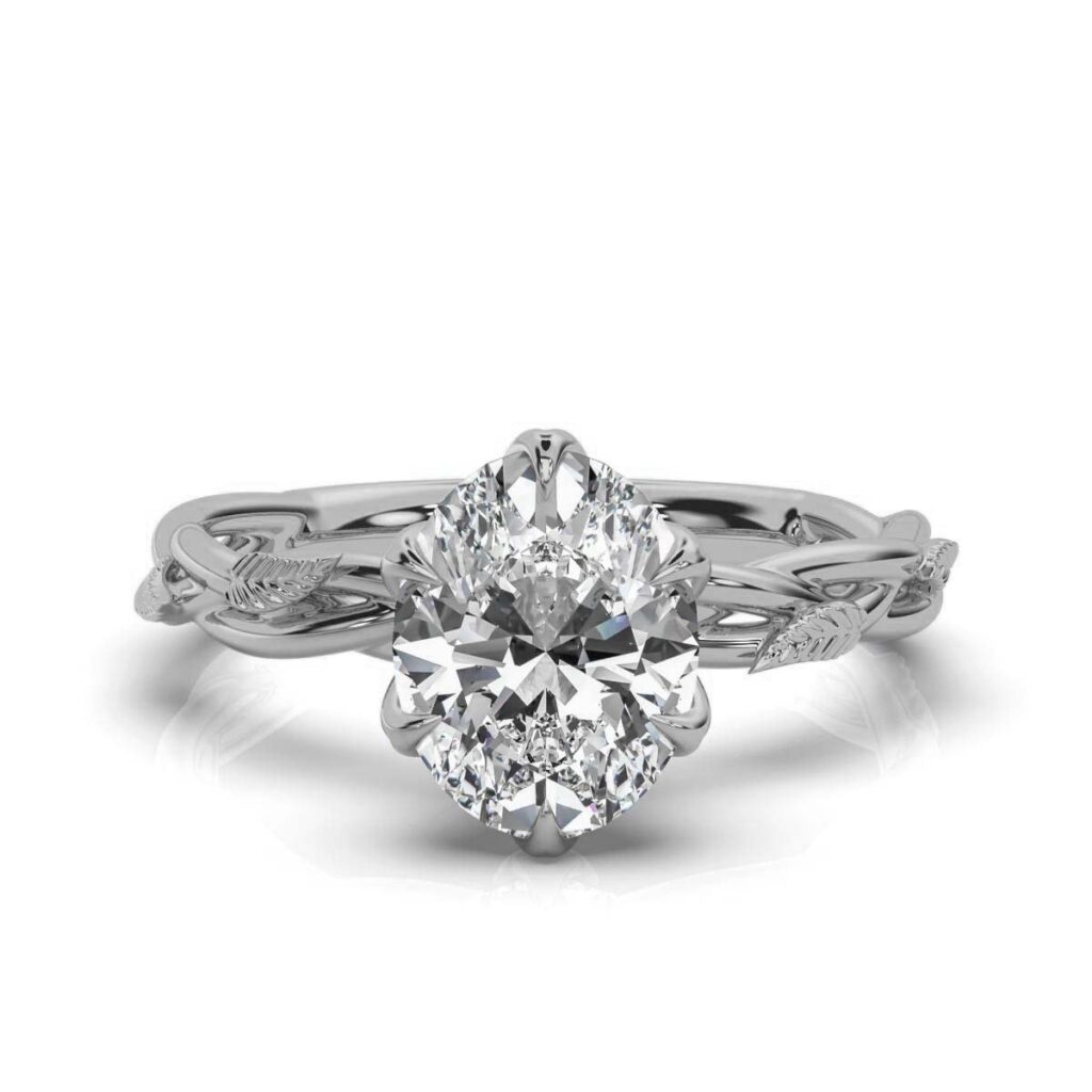 925 Sterling Silver Floral Diamond Engagement Ring