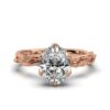 Romantic floral ring design with a slim silver band
