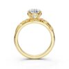 Floral engagement ring featuring thick gold plating and oval stone
