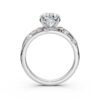 Sterling silver floral diamond engagement ring with comfort fit band