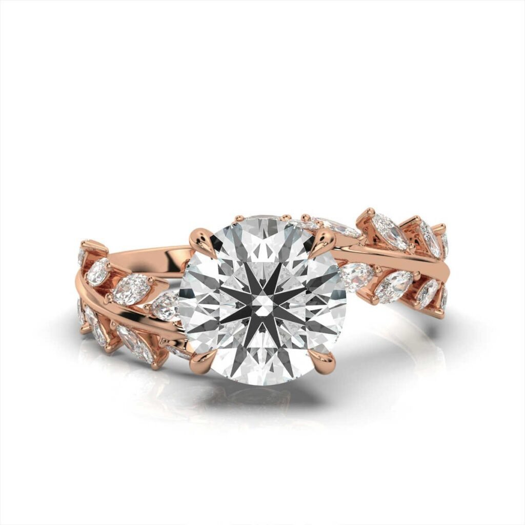 925 Sterling Silver Floral Inspired Diamond Engagement Ring