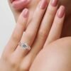 925 Sterling Silver Floral Inspired Diamond Engagement Ring - Image 2