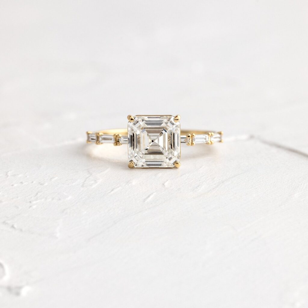 925 Sterling Silver Fluency Ring | Asscher Cut Engagement Ring