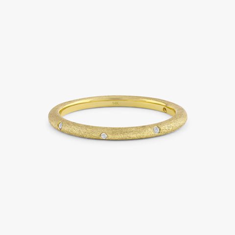 925 Sterling Silver Flush Set Brushed Diamond Ring