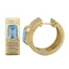 925 Sterling Silver Fluted London Blue Topaz Hoop Earrings