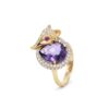 925 Sterling Silver Fox Ring with Amethyst, Ruby, and Diamond - Image 3