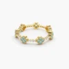 925 Sterling Silver Full Eternity Clover Turquoise and Diamond Ring - Image 3