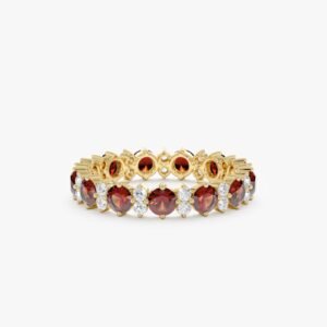 925 Sterling Silver Garnet and Diamond Eternity Band