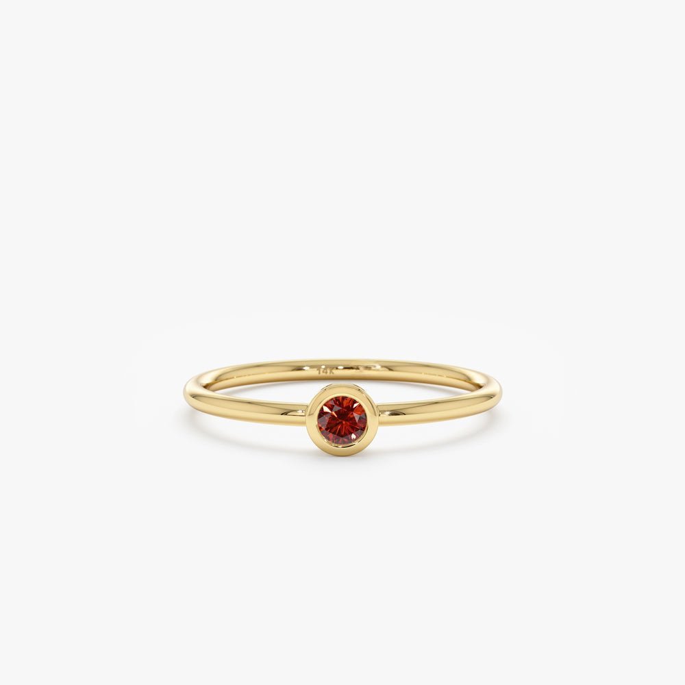 925 Sterling Silver Garnet Bezel Ring