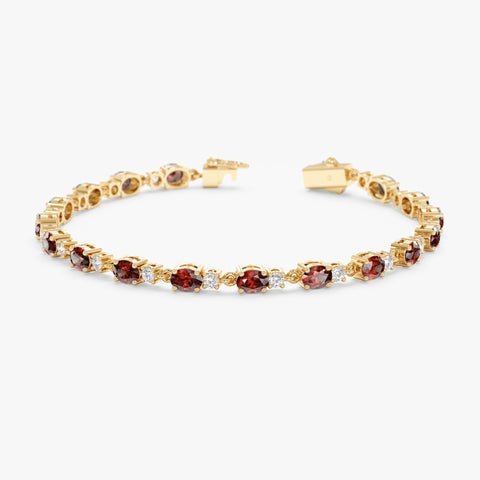 925 Sterling Silver Garnet & Diamond Eternity Bracelet