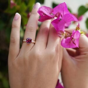 925 Sterling Silver Garnet Engagement Ring