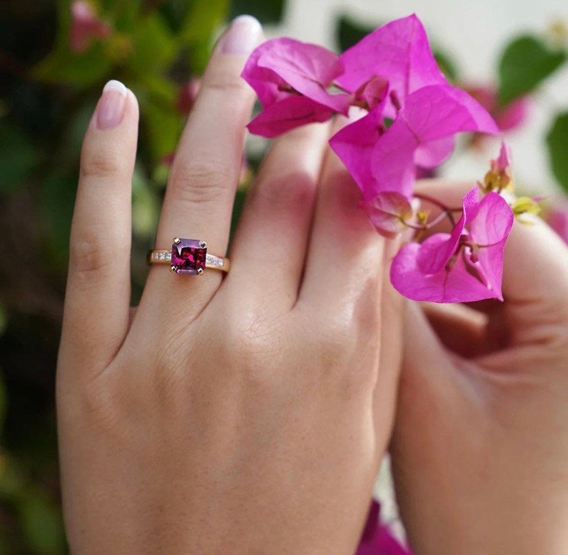 925 Sterling Silver Garnet Engagement Ring