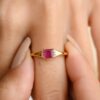 925 Sterling Silver Genuine Ruby Diamond Engagement Ring - Image 2