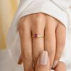 925 Sterling Silver Genuine Ruby Diamond Engagement Ring - Image 4