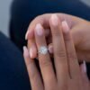 925 Sterling Silver Diamond Oval Shape Halo Ring (2 CTW F-G)