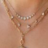 925 Sterling Silver Graduated Bezel Round Multi Diamond Necklace - Image 2