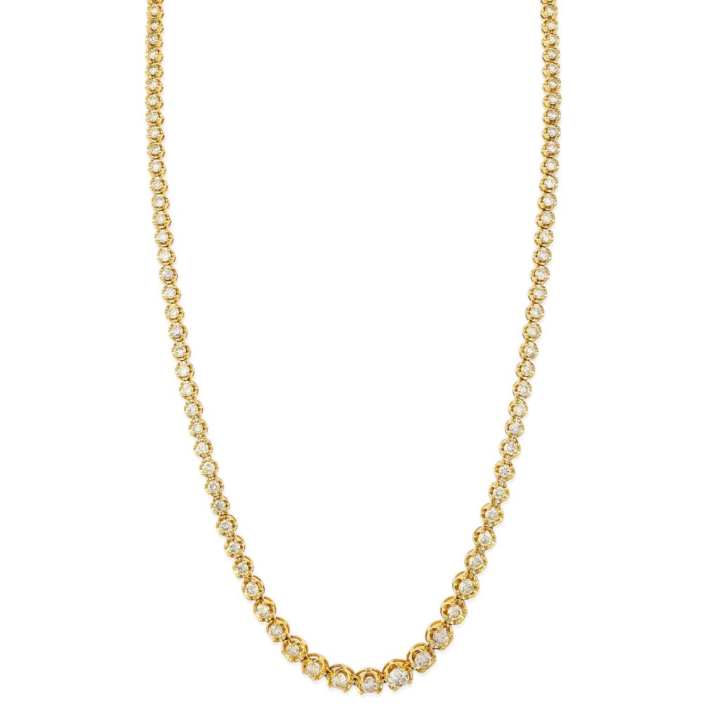 925 Sterling Silver Graduated Buttercup Diamond Tennis Necklace