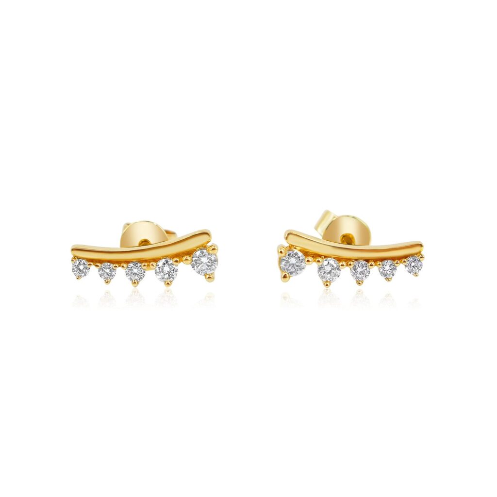 925 Sterling Silver Graduated Prong Diamond Climber Earring