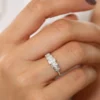 Sterling silver anniversary ring with graduating baguette and round stones