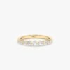 925 Sterling Silver graduating diamond band ring with pave-set CZ stones