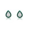 Green enamel pear stud earrings in sterling silver