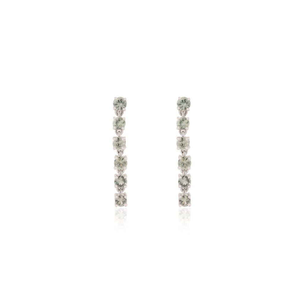 925 Sterling Silver Green Sapphire Dangle Earrings