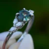 925 Sterling Silver Green Teal Montana Sapphire Ring