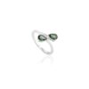 Gold-plated sterling silver ring with pear-shaped green tourmalines