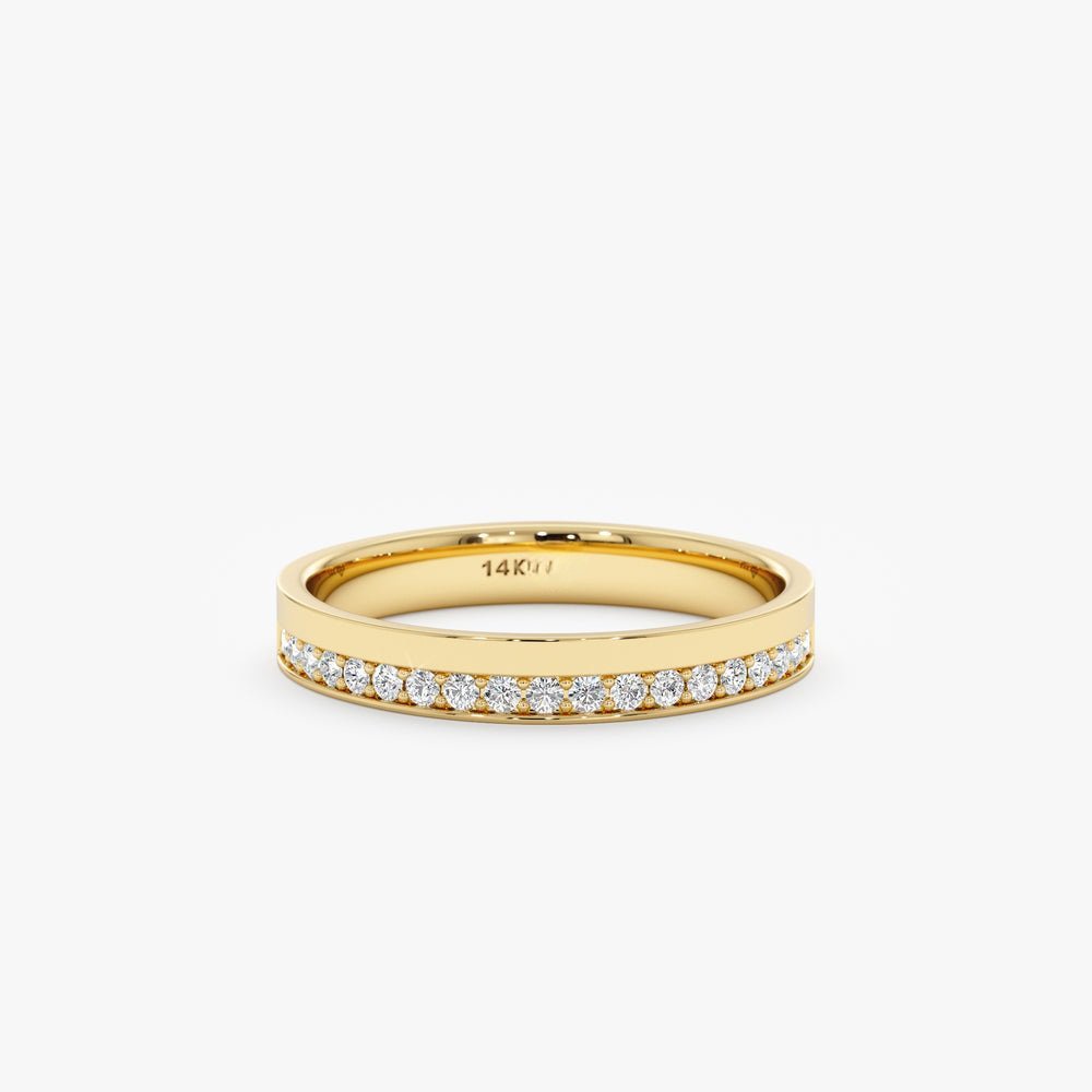 925 Sterling Silver Half Diamond Half Plain Band