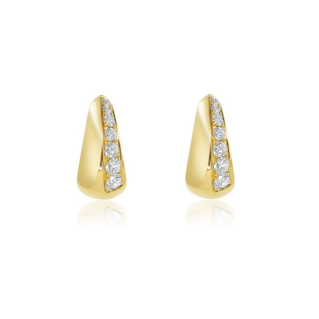925 Sterling Silver Half Diamond Hoop Earring