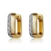 925 Sterling Silver Half Diamond Rectangle Hoop Earring