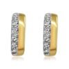 925 Sterling Silver Half Diamond Rectangle Hoop Earring - Image 2
