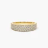 Sterling silver wedding band with four-row micro pave styling