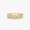 925 Sterling Silver Half Eternity Diamond Cuban Chain Ring