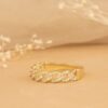 925 Sterling Silver Half Eternity Diamond Cuban Chain Ring - Image 3