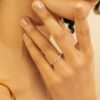 925 Sterling Silver Half Eternity Diamond Cuban Chain Ring - Image 5