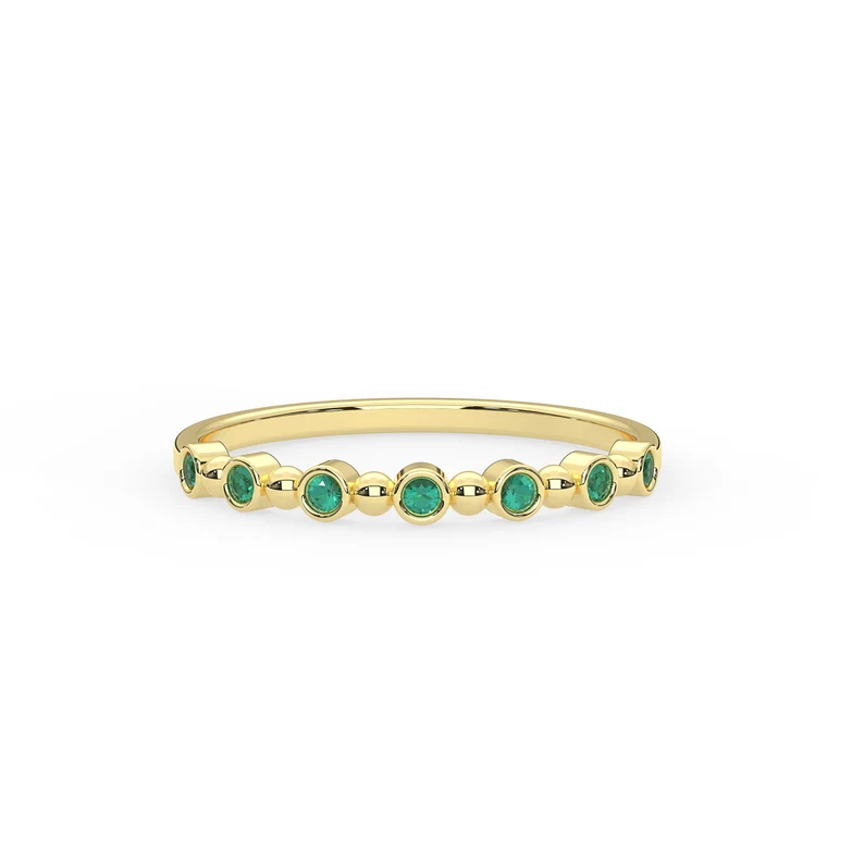 925 Sterling Silver Half Eternity Emerald Bezel Ring