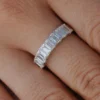 Stackable ring with premium CZ diamond stones and half eternity setting