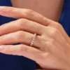 925 Sterling Silver Half-Eternity Wedding Ring Round Cut Diamond Floating Anniversary Band - Image 3